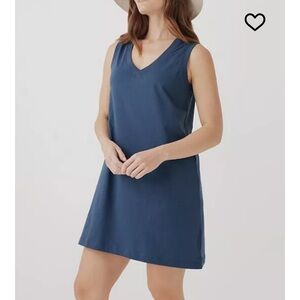 Pact Organic Softspun A Line Tank Dress Cotton New French Navy Blue Medium